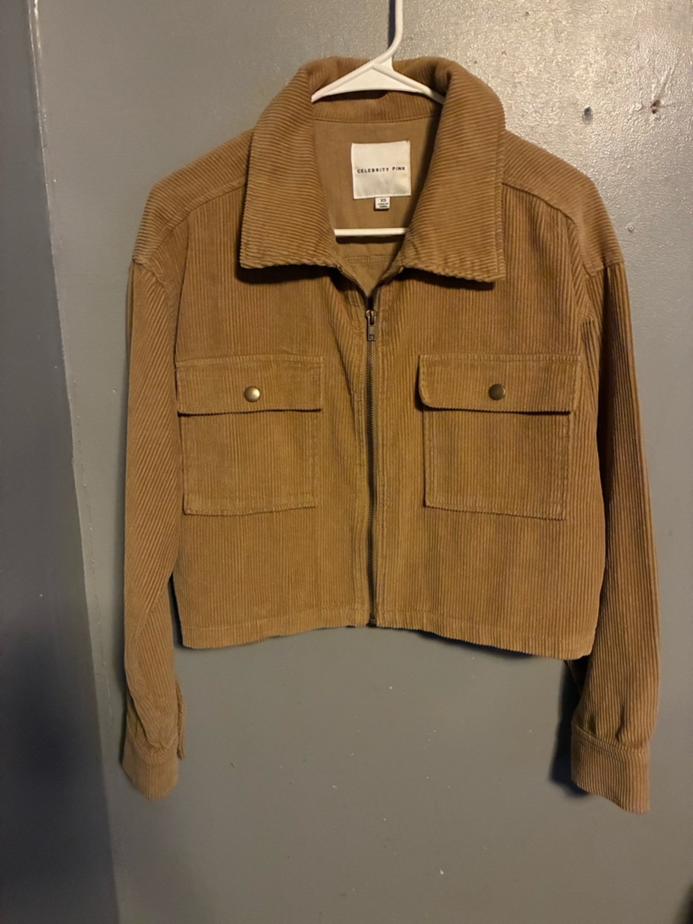 Celebrity Pink Women's Brown Corduroy Zip Jacket